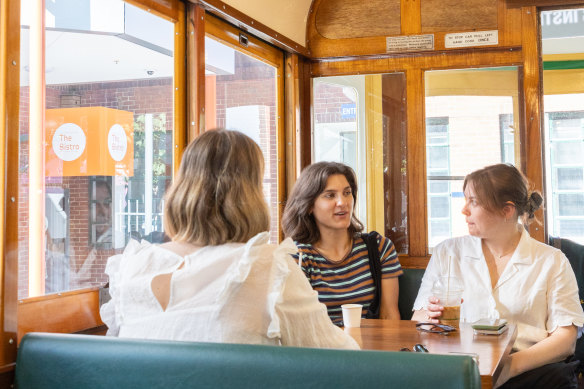 There are 16 seats inside the timber-framed tram, with more outside.