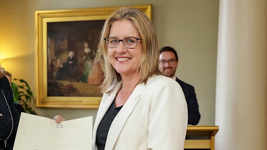 Jacinta Allan is sworn in by Governor of Victoria Margaret Gardner at Government House.