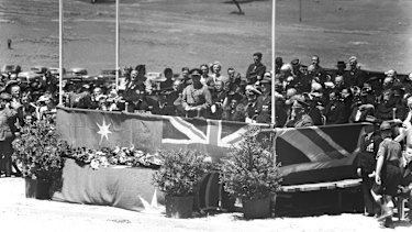 “Never again, never again.” Lord Gowrie speaks at the opening of the Australian War Memorial.