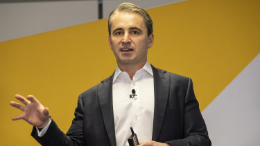 Commonwealth Bank CEO Matt Comyn at the bank's Innovation Update on Tuesday. 
