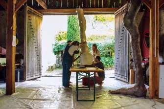 Francis Upritchard in her Italian studio.