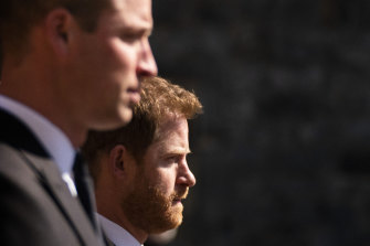 Prince William and Prince Harry left the chapel at Windsor castle side by side, although they were separated in the funeral procession. 