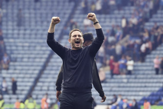 The sign of a happy man: Frank Lampard’s Everton have inched further away from the danger zone.