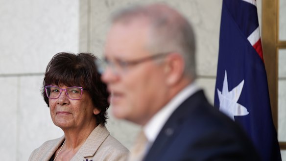 Pat Turner with Prime Minister Scott Morrison as they announced the national agreement in July last year.