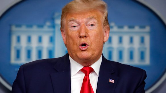 US President Donald Trump providing an update on coronavirus on Saturday, local time. 