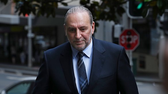 Hillsong founder Brian Houston arrives at Downing Centre Local Court on Wednesday.