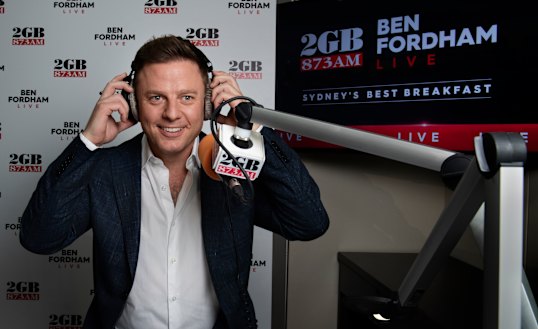 Ben Fordham after his first breakfast show broadcast at 2GB studio. 