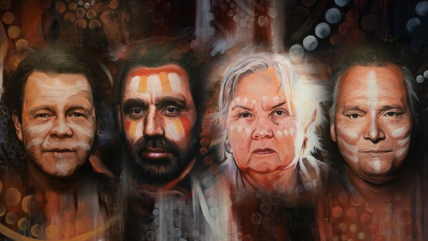 Portraits of Troy Cassar-Daley, Adam Goodes, Pat Anderson, Stan Grant were painted as part of a recording of the Uluru Statement from the Heart.