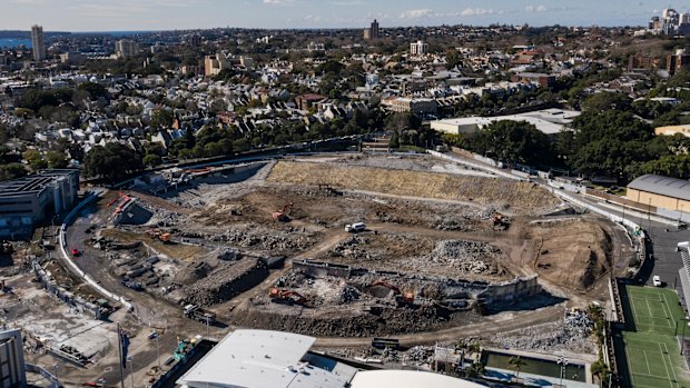 Hole in the ground: The demolition site of Sydney Football Stadium earlier this year.