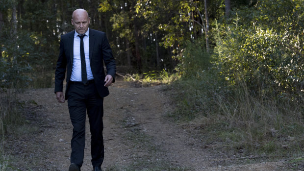 Detective Chief Inspector Gary Jubelin during the large forensic bush search in Kendall.