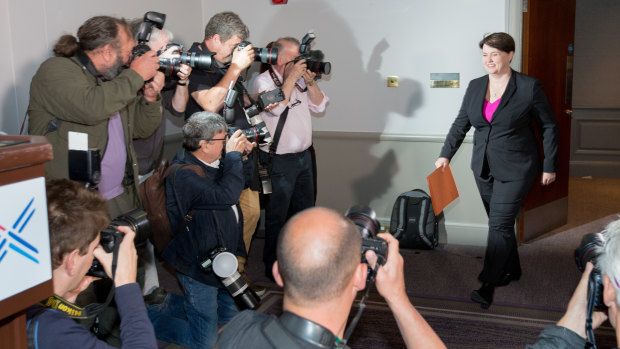 Ruth Davidson addresses the media during her resignation speech at The Macdonald Hotel, Edinburgh.