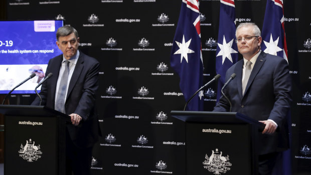 Chief Medical Officer Professor Brendan Murphy and Prime Minister Scott Morrison discuss modelling of the coronavirus pandemic.  