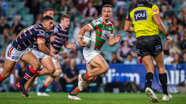In form: Damien Cook has lifted every time Sam Burgess has been out of the South Sydney team this season.