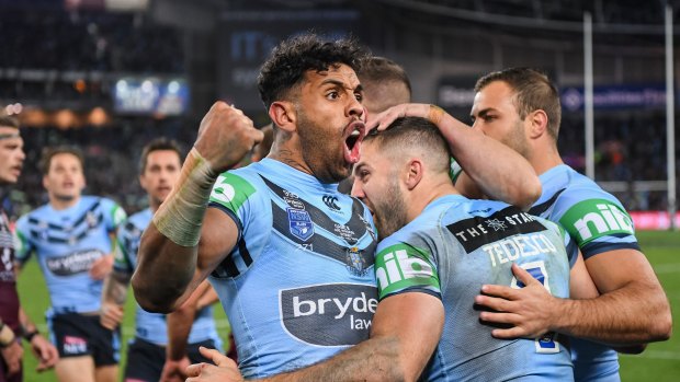 Josh Addo-Carr celebrates during last year's series.