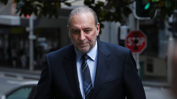 Hillsong founder Brian Houston arrives at Downing Centre Local Court on Wednesday.