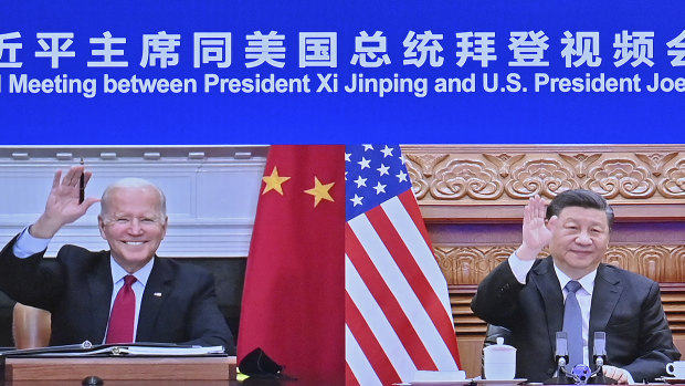 Cordial meeting: US President Joe Biden and Chia’s President Xi Jinping during their meeting via video link on Tuesday. 