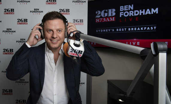 Ben Fordham after his first breakfast show broadcast at 2GB studio. 