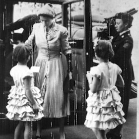 Anne (left) and Loreen Schwartz gave the Queen 3d bits for Prince Charles and Princess Anne at Bonython Hall, Adelaide. 
