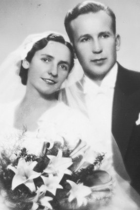  Milda and Rudis Masens on their wedding day on October 1939 in  Latvia.