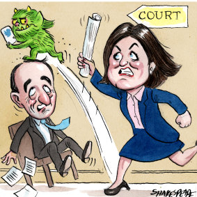 Victorian senator Sarah Henderson and NSW MP Dave Sharma. Illustration: John Shakespeare