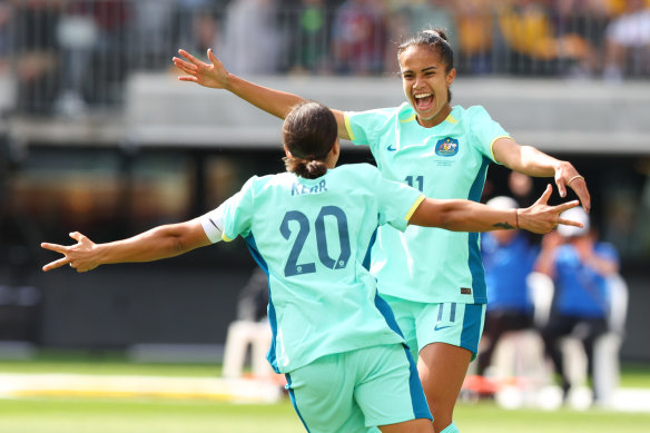 Sam Kerr and Mary Fowler were among many stars for the Matildas in Perth.