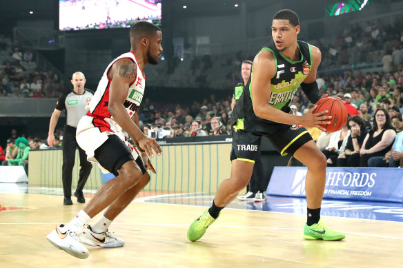 The Phoenix’s Trey Kell III in action against Perth Wildcats on Thursday night.