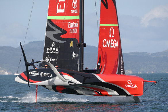 America’s Cup leader Team New Zealand during Monday’s racing.