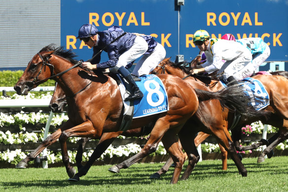 Golden Slipper favourite Learning To Fly launches down the centre of the track to win the Inglis Millennium.