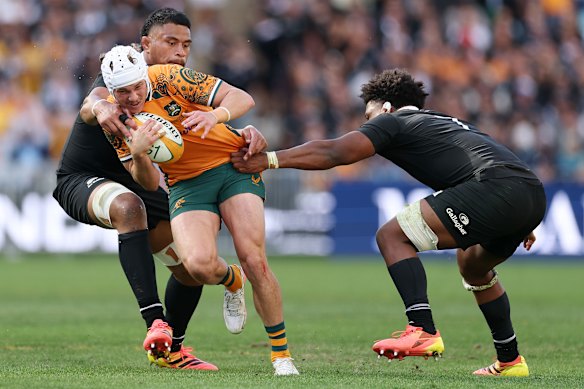 Declan Meredith almost scored for the Wallabies.