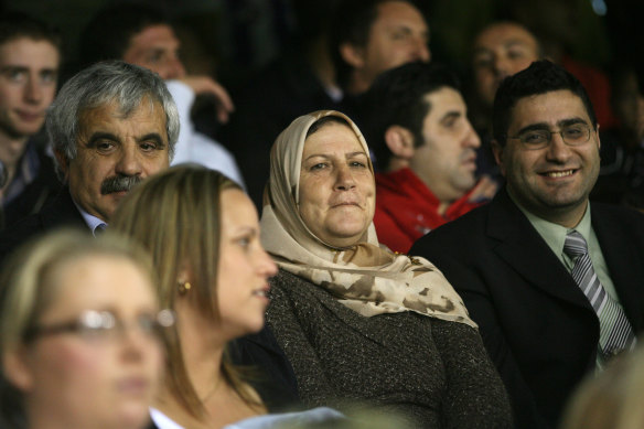 Bachar Houli's mother, Yamama, watches him play his debut game from the stands in 2007.