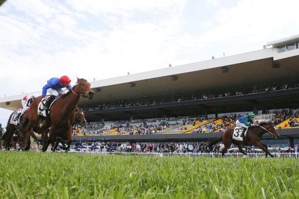 Jacquinot storms down the outside to beat In Secret in the Golden Rose.