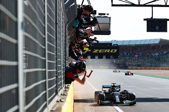 Lewis Hamilton wins at Silverstone.