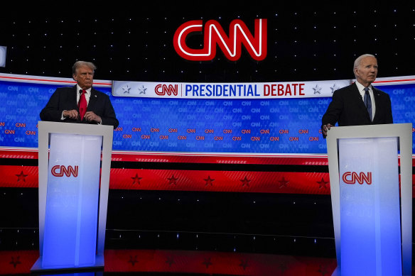 Donald Trump and Joe Biden during the debate at CNN’s Atlanta studios.