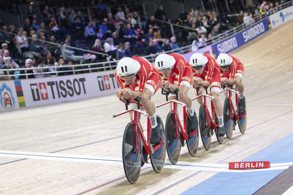 Denmark's team pursuit quartet has broken the world record.