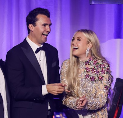 Charlie and Erika Kirk at the Turning Point ball celebrating Donald Trump’s inauguration in January.