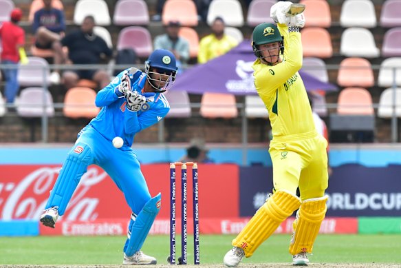 Hugh Weibgen, pictured in action for Australia at the 2024 Under-19s World Cup, has begun to capitalise on his potential with back-to-bakc centuries for Queensland. 