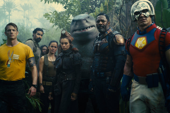 The Suicide Squad’s cast of rogue superheroes, including Idris Elba (second from right) as Bloodsport.