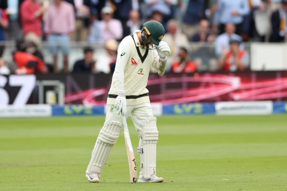 Nathan Lyon hobbled out to bat at Lord’s despite a calf injury that would rule him out for the rest of the Ashes series.