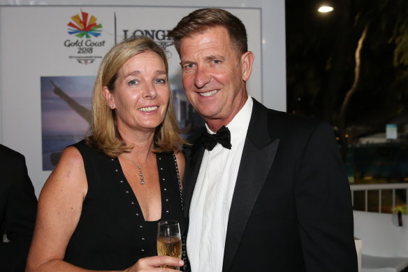Katrina and Tim Worner on the eve of the 2018 Commonwealth Games on the Gold Coast.