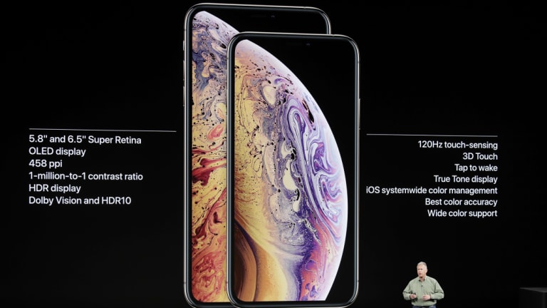 Phil Schiller, Apple's senior vice-president of worldwide marketing, unveils the Apple iPhone XS and iPhone XS Max.