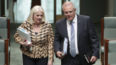 Industry Minister Karen Andrews with Prime Minister Scott Morrison.