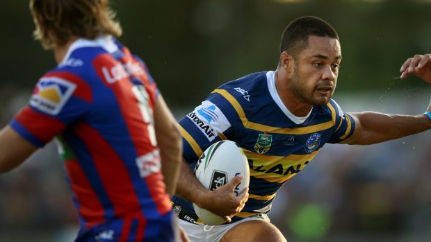 Marked man: The spotlight follows Jarryd Hayne wherever he goes, but his pre-season appearance for the Eels against the Knights was relatively low key.