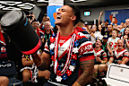 Spencer Leniu celebrates the grand final win.