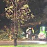 Emergency crews clean up after a tree fell on Whitfords Avenue overnight.