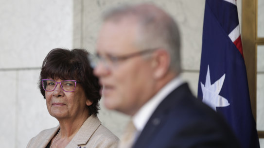 Pat Turner in July with Prime Minister Scott Morrison