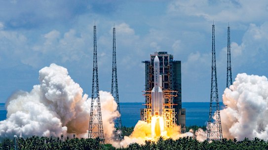 The Tianwen-1 Mars probe lifts off from the Wenchang Space Launch Centre in southern China's Hainan Province.