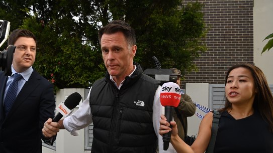 NSW Premier Chris Minns arrives to visit the scene of the Only About Children child care centre on storey Street in Maroubra which was damaged in an antisemitic attack overnight. Maroubra, NSW. January 21, 2025.  