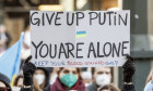 Protesters at a rally in Hamburg. Germany has finally realised the need to increase its defence spending.