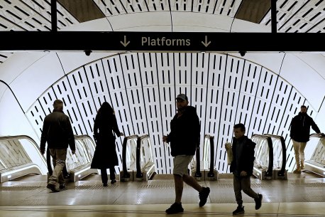 Commuters at the Victoria Cross Metro station in North Sydney.