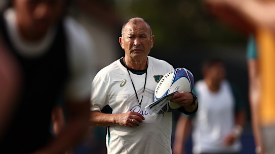 Eddie Jones during a training session in Saint-Etienne.